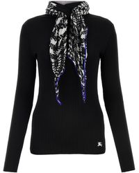 Burberry - Scarf-Detail Ribbed Jumper - Lyst