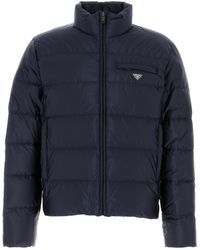Prada - Piumino in Re-Nylon blu navy - Lyst