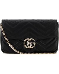 Gucci - Borsa a spalla GG Marmont piccola in pelle nera - Lyst