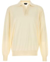 Tom Ford - Fine Gauge Cashmere Ls Buttonless Polo - Lyst