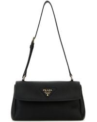 Prada - Borsa a spalla piccola in pelle nera - Lyst