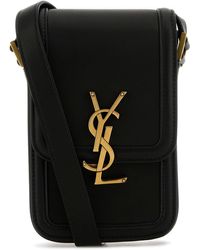 Saint Laurent - Borsa a tracolla Solferino mini in pelle nera - Lyst