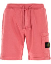 Stone Island - Dark Pink Cotton Bermuda Shorts - Lyst