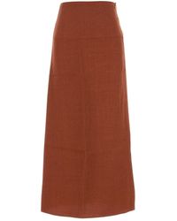 LeKasha - Brick Linen Haifal Skirt - Lyst