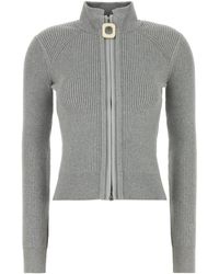 JW Anderson - Cardigan in misto cotone stretch grigio - Lyst