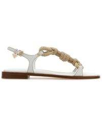 Prada - Sandali in bicolor in tessuto e pelle - Lyst