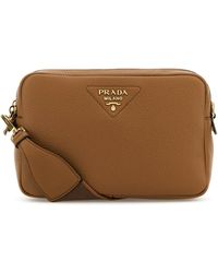 Prada - Borsa a tracolla in pelle caramello - Lyst