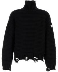 MM6 by Maison Margiela - Black Wool And Acrylic Sweater - Lyst