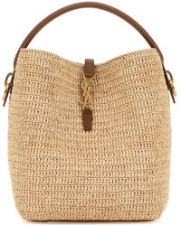 Saint Laurent - Borsa a sechiello Le 37 in rafia - Lyst