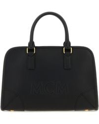 MCM - Borsa a mano Aren Boston Medium in pelle nera - Lyst