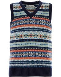 Harley Of Scotland - Embroidered Wool Vest - Lyst