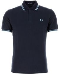 Fred Perry - Slim Fit Twin Tipped Polo Navy Soft Blue And Twilight Blue - Lyst