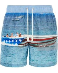 Palm Angels - Getty Speedyboat Printed Swim Boxer Shorts - Lyst
