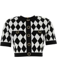 Balmain - Top in misto viscosa ricamata - Lyst