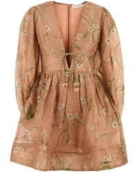 Zimmermann - Mini abito Drawn Illuminate in misto lino stampato - Lyst