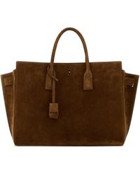 Saint Laurent - Borsa shopping Sac De Jour in pelle scamosciata cammello - Lyst