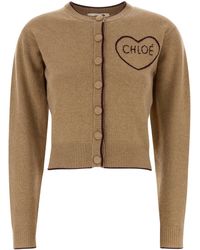 Chloé - Camel Wool Blend Cardigan - Lyst