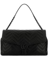 Gucci - Borsa a spalla GG Marmont maxi in pelle nera - Lyst