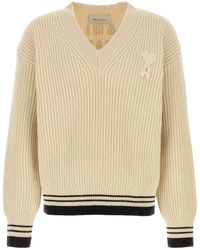 Ami Paris - Knitted V Neck Sweater - Lyst