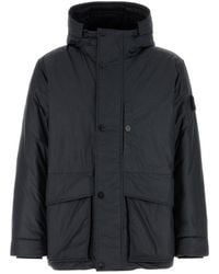 Stone Island - Midnight Blue Nylon And Polyester Parka - Lyst