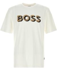 BOSS - White Cotton T-shirt - Lyst