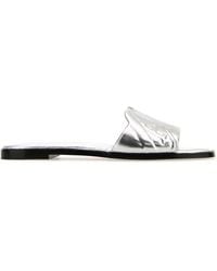McQueen - Silver Leather Slippers - Lyst