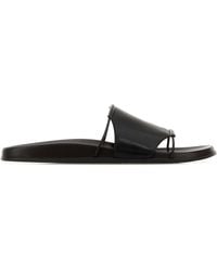 The Row - Black Leather Vivienne Slippers - Lyst