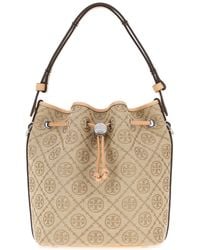 Tory Burch - Embroidered Canvas Bucket Bag - Lyst