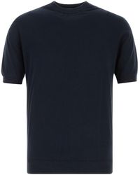 Fedeli - Navy Blue Cotton Sweater - Lyst