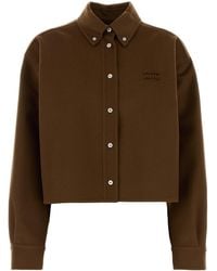 Miu Miu - Camicia in misto lana marrone - Lyst