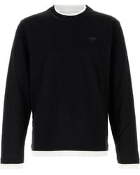 Prada - T-Shirt A Maniche Lunghe Doppio Layer - Lyst