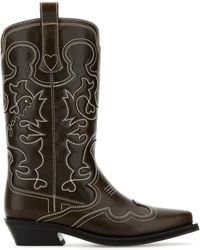 Ganni - Chocolate Synthetic Leather Boots - Lyst