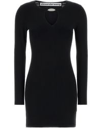 Alexander Wang - Ls V-Neck Mini Dress With Crystal Necklace - Lyst
