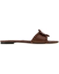 Burberry - Chocolate Leather Slippers - Lyst