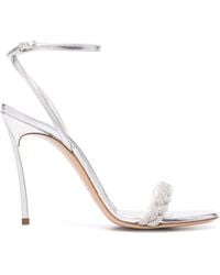Casadei Silver Stiletto Sandals - Metallic