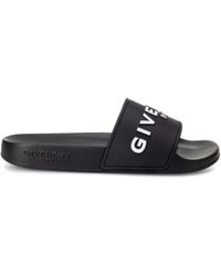 Givenchy Embossed Logo Black Slides Sandals