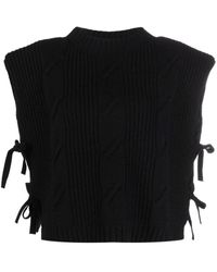 FEDERICA TOSI Black Sleeveless Jumper With Side Slits And Laces