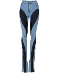 Mugler Jeans skinny a spirale bimateriale - Blu