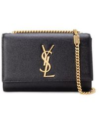 Borsa a tracolla nera con cuciture e logo Saint Laurent | Ratti Boutique