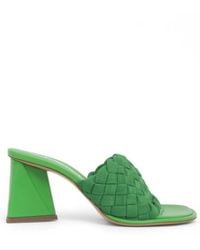 Strategia Green Mules With Woven Band