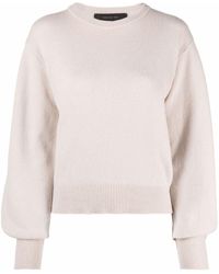 FEDERICA TOSI White Round-neck Jumper With Balloon Sleeves