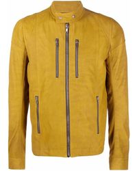 Rick Owens Three-pocket Zip-up Leather Jacket - Yellow