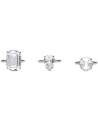 Burberry Silver Crystal Ring Set - Metallic