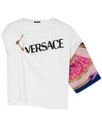 Versace I Ventagli Print White Safety Pin T-shirt