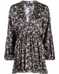 WANDERING Multicoloured Floral Short Dress - Black