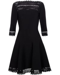Alaïa Alaia Edition 2016 Flared Dress In Black Openwork Stretch Knit