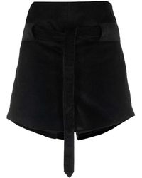 WANDERING Black Tie-waist Cotton Corduroy Shorts