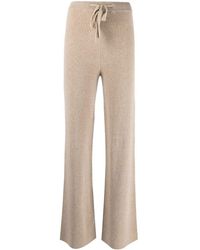FEDERICA TOSI Beige Ribbed Trousers With Drawstring - Natural