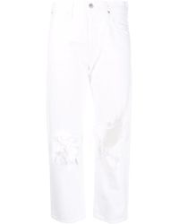 Citizens of Humanity White Straight Leg Cropped Jeans