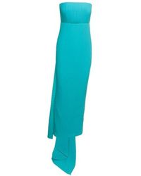 Solace London Turquoise Harlee Long Pleated Dress - Blue